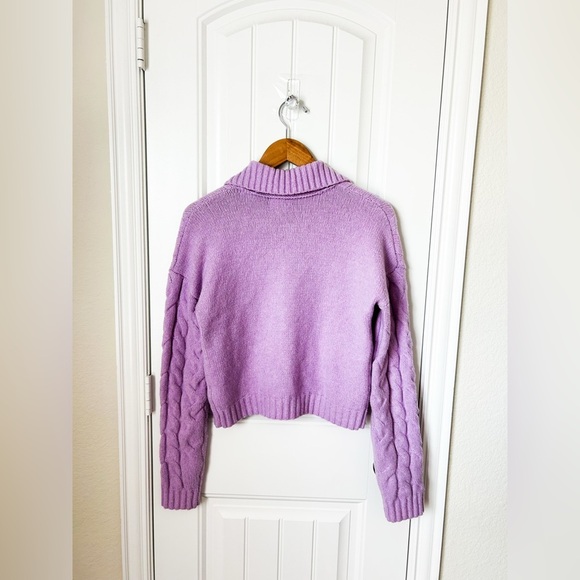 Jessica Simpson Purple Collared Sweater with Rhinestone Buttons Size Small - Picture 2 of 2